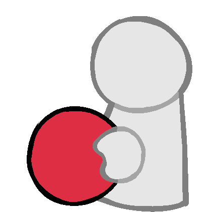 a grayed out figure holding a red ball.